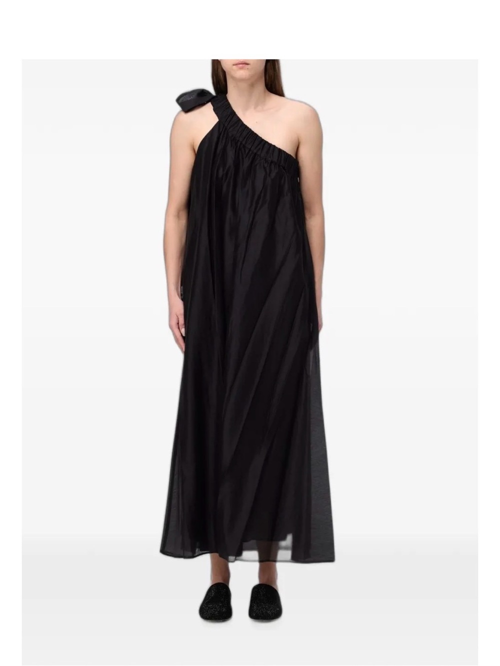 Anthropologie Black One-Shoulder Maxi Dress